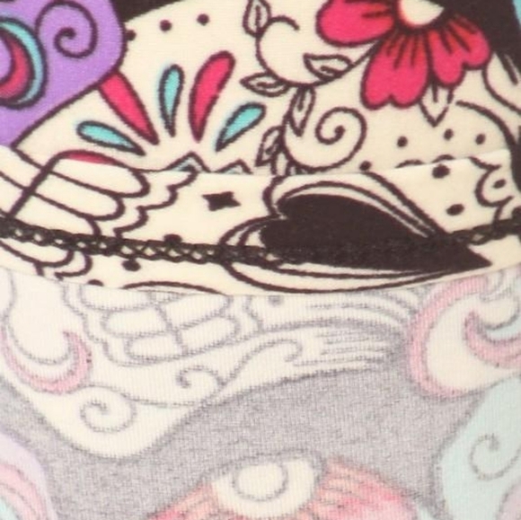 LEGGINGS DEPOT Purple & Pink Sugar Skull Full Length Leggings Size 12-20 NWT - Picture 6 of 7